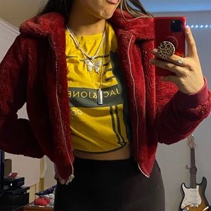 Fluffy red jacket